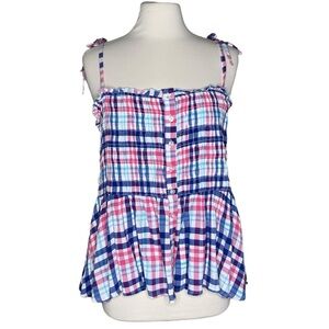 Torrid 2 plaid smocked ruffled top